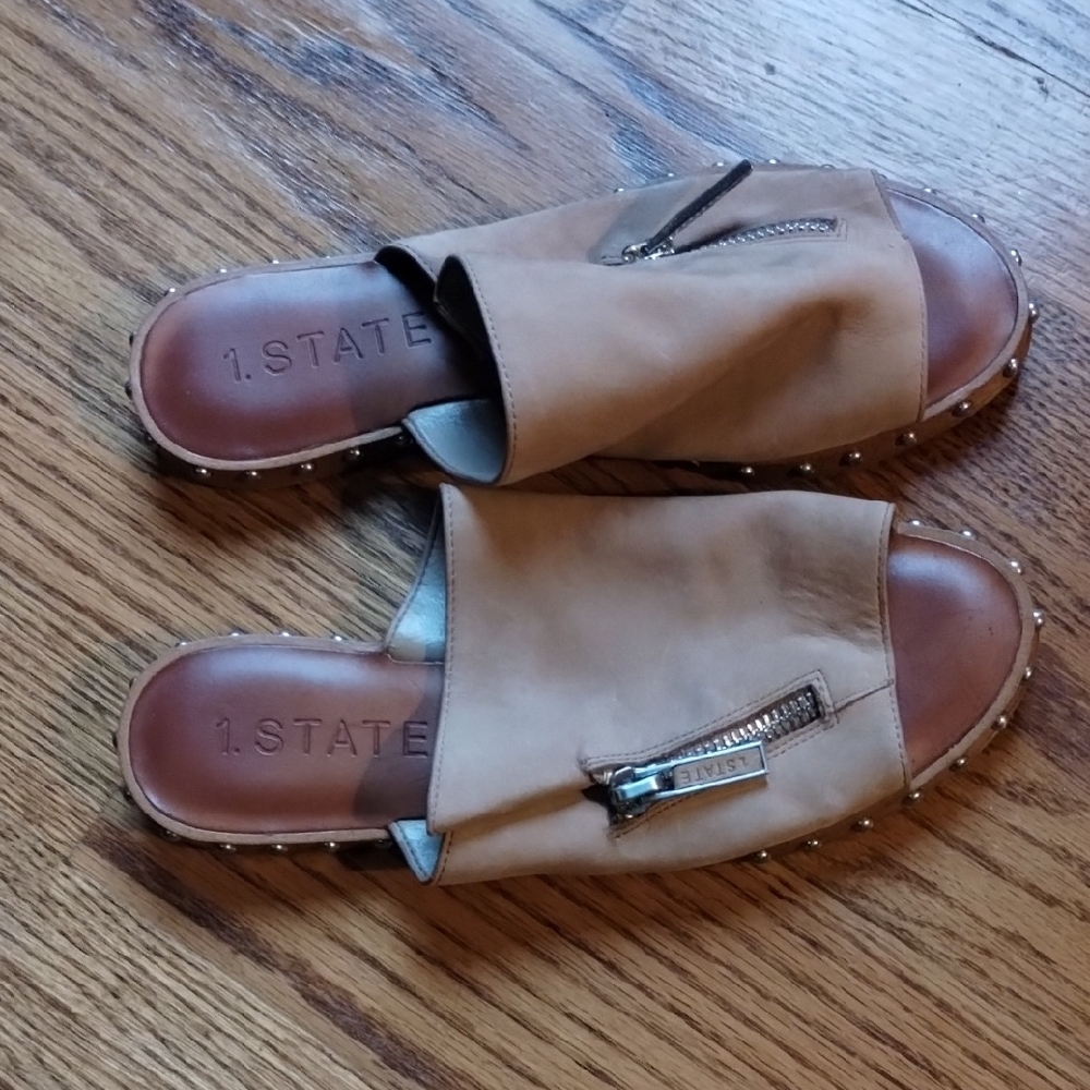 1. State Tan Mules with Zipper Detail - Picture 5 of 15